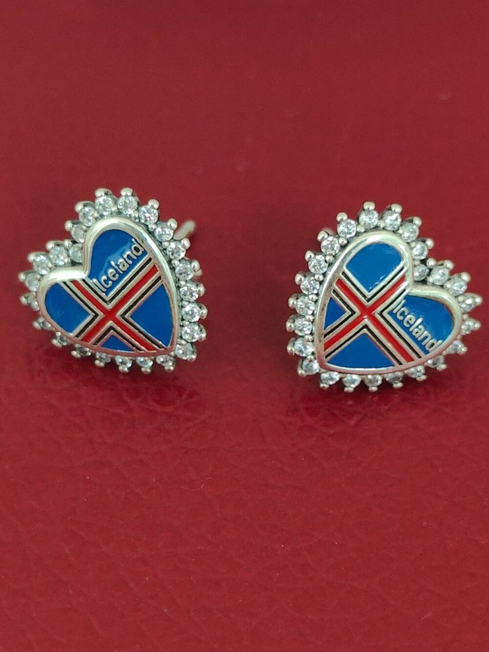 Iceland Flag Earring Women Jewelry Stud Earrings S925 Sterling Silver with box